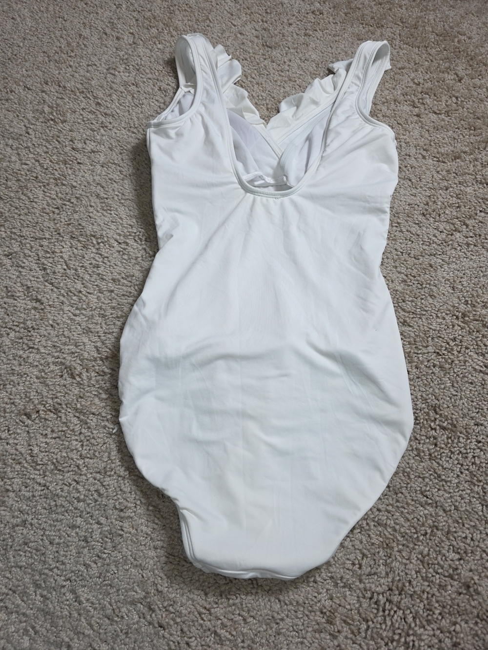 Lauren Ralph Lauren Ruffle Surplice One Piece Swimsuit - White, Size 6 - Picture 3 of 10